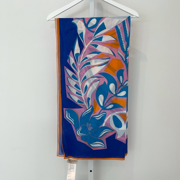 EMILIO PUCCI SAMOA AZURE COTTON-VOILE PAREO NWTS! - Picture 13 of 16